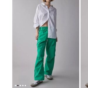 BDG Green Track Pants with Contrast Stripes